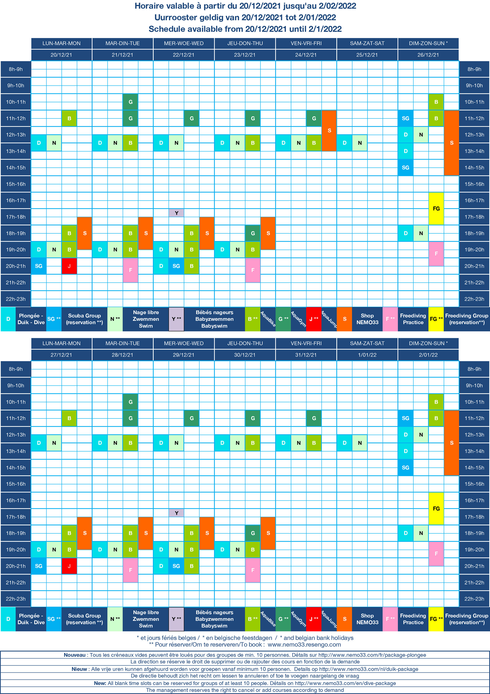 AQUAGYM PRÉNATALE horaires