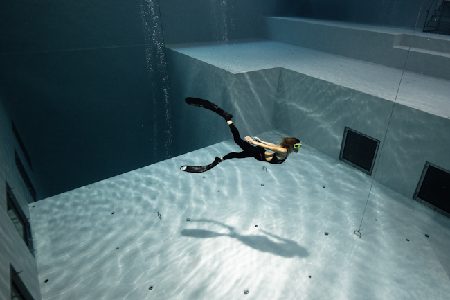 Apnée à NEMO33, photo Fred Buyle